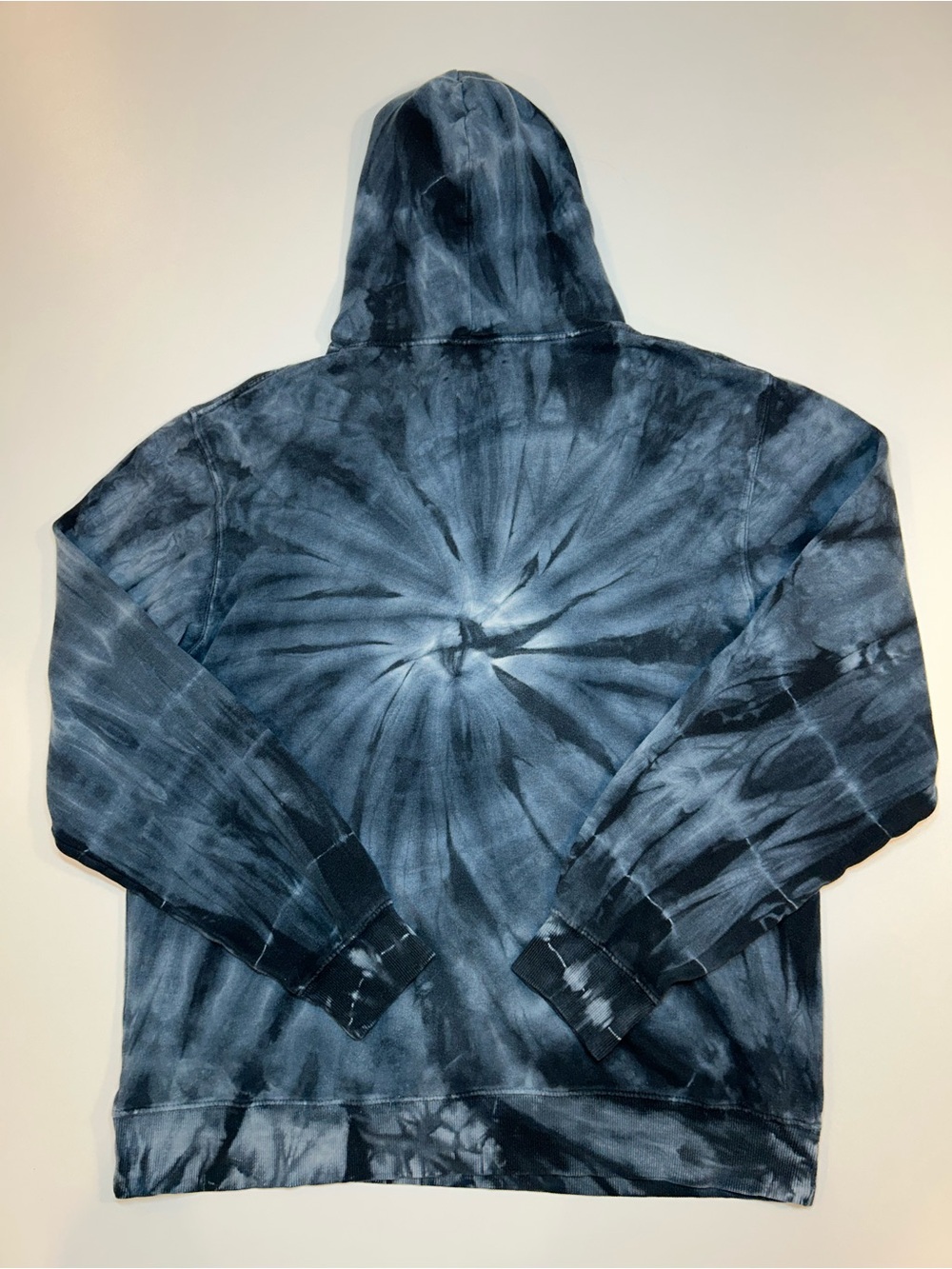 Thrasher Magazine Flame Outline Logo Tie Dye Pullover Hoodie Black Grey Skater - Picture 2 of 6